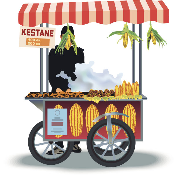 伊斯坦布尔的栗子和玉米小贩图片下载