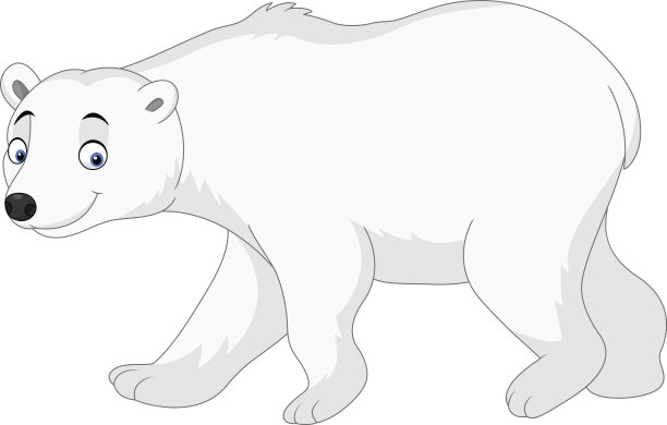 卡通北极熊孤立在白色的背景图片下载