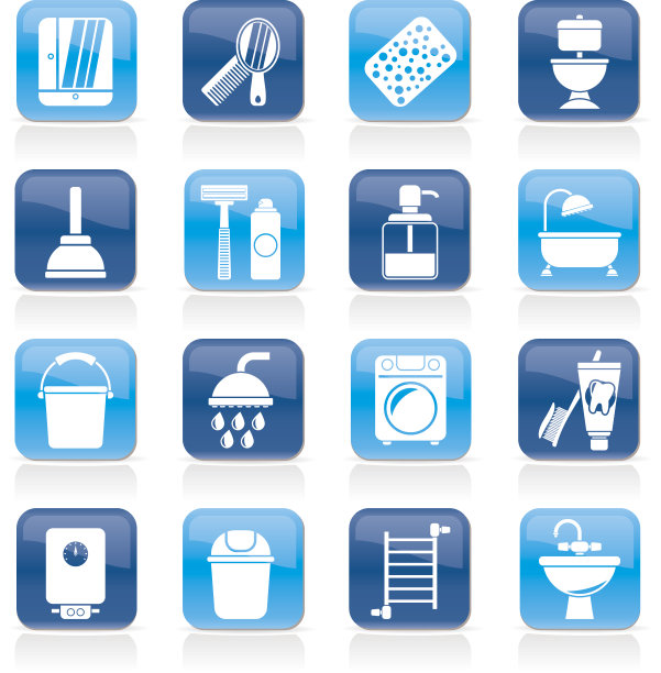 浴室和卫生用品图标图片下载