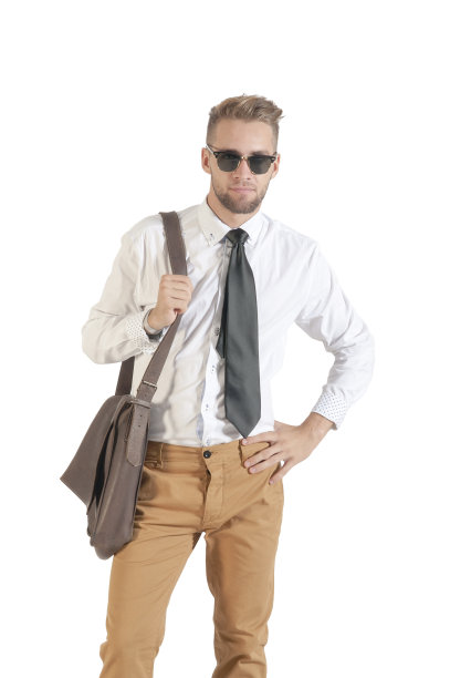 年轻英俊的商人被孤立在白色的背景上图片下载