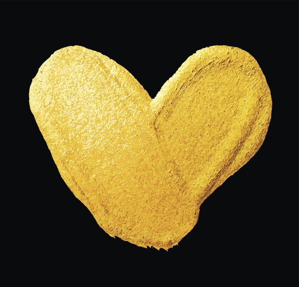 矢量闪耀黄金心为您惊人的设计项目。水彩图片下载