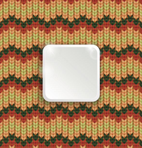 针织无缝模式与地方的文本。白色空白按钮。图片下载