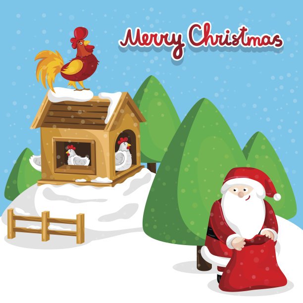 有圣诞老人的新年贺卡图片下载