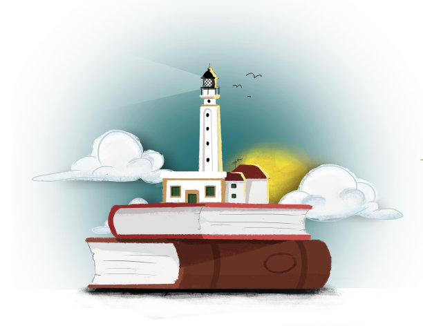 书和灯塔图片下载