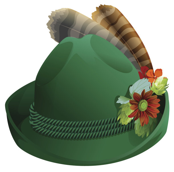 为啤酒节准备的带羽毛的绿帽子图片下载