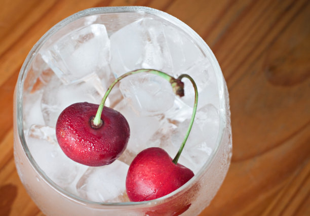 一杯冰和樱桃图片下载