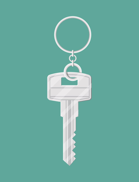 金属钥匙与环在平面风格图片下载