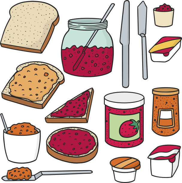 向量组的果酱和吐司图片下载