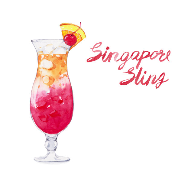 新加坡吊索。鸡尾酒。图片下载