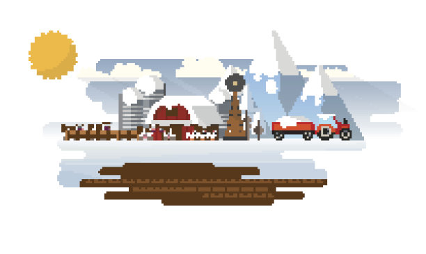 矢量平面风格的冬季农田、乡村景观图片下载