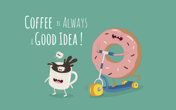 咖啡和甜甜圈素材图片