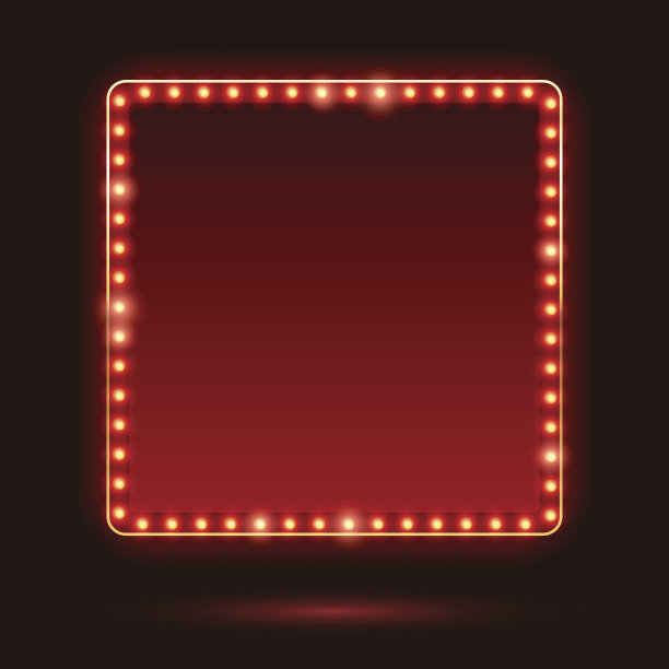 灯泡古董氖辉光框架矢量插图。图片下载