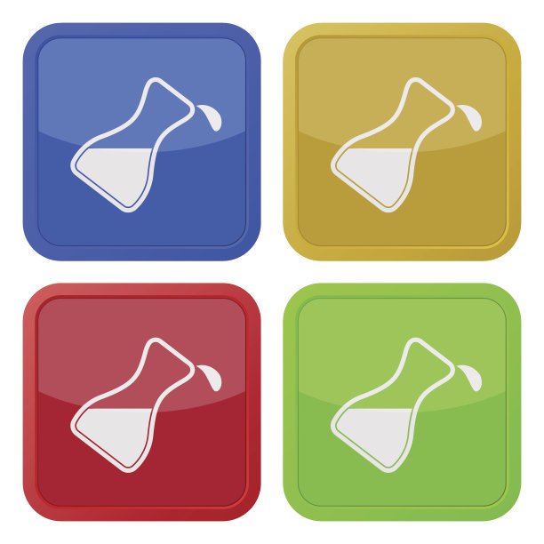 四个方形彩色图标，烧瓶与一滴图片下载