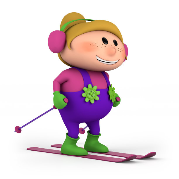 小女孩滑雪图片下载