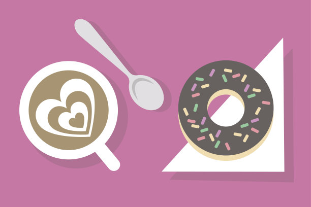 休息时间:咖啡和甜甜圈图片下载