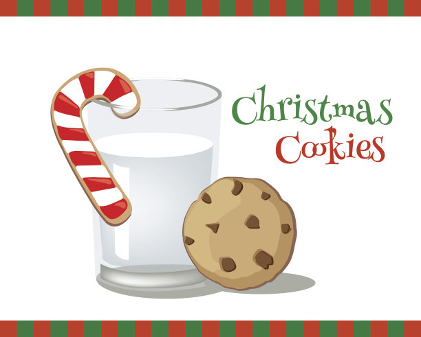 牛奶和圣诞饼干图片下载