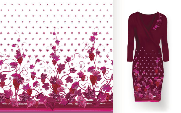 矢量模式的藤蔓与叶子和浆果在经典图片下载