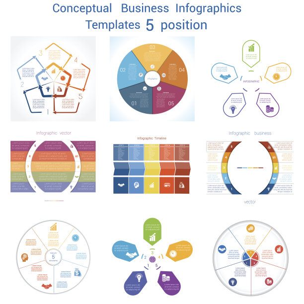 设置信息图概念循环流程5个位置图片下载