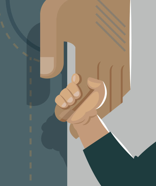 父亲牵着儿子的手。温柔和关怀图片下载