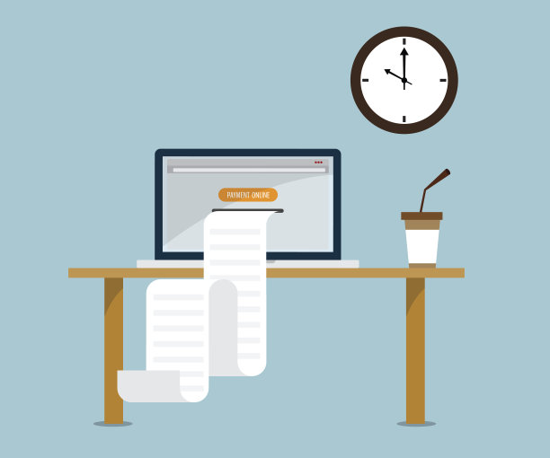 从笔记本电脑打印在线支付账单素材图片