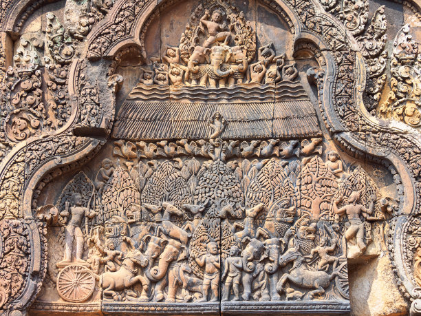 柬埔寨班迭斯瑞的Bas relief。图片下载