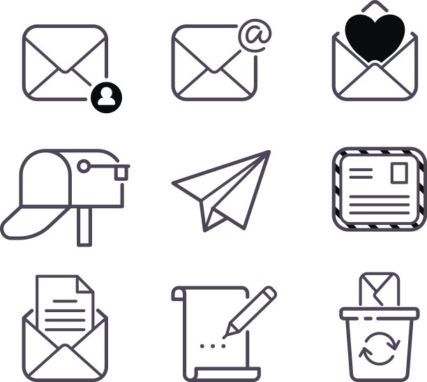 邮件图标向量集。图片下载