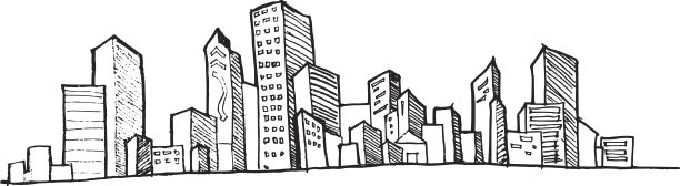 城市景观矢量插图线草图EPS10图片下载