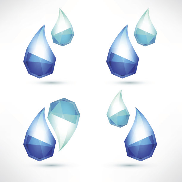 一套程式化的水滴。几何标志。图片下载
