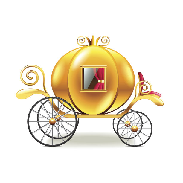 公主马车孤立在白色载体上图片下载