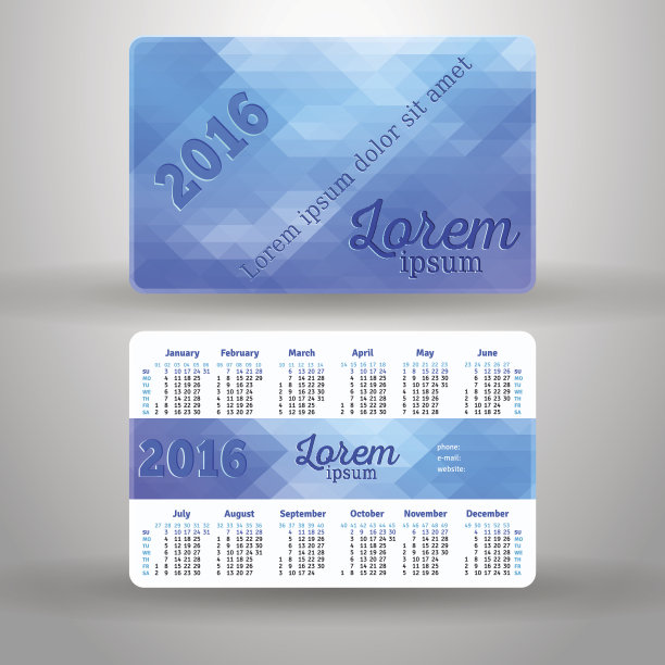 2016年英文袖珍日历图片下载