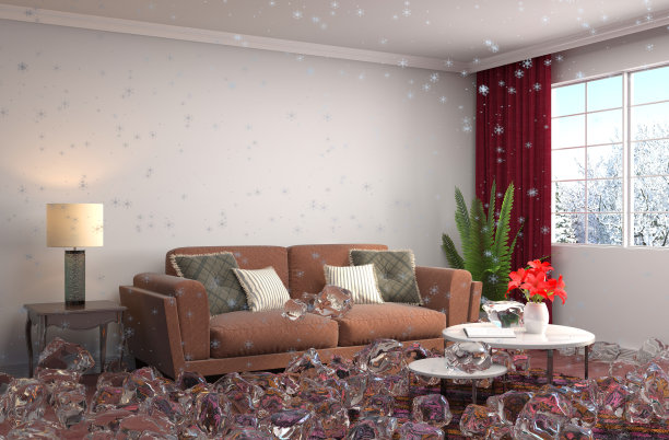 禁用供暖。室内与冰。3 d iilustration图片下载