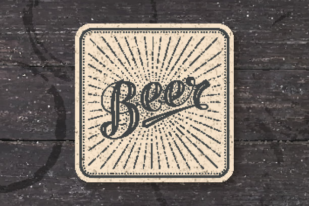 手绘啤酒文字杯垫图片下载