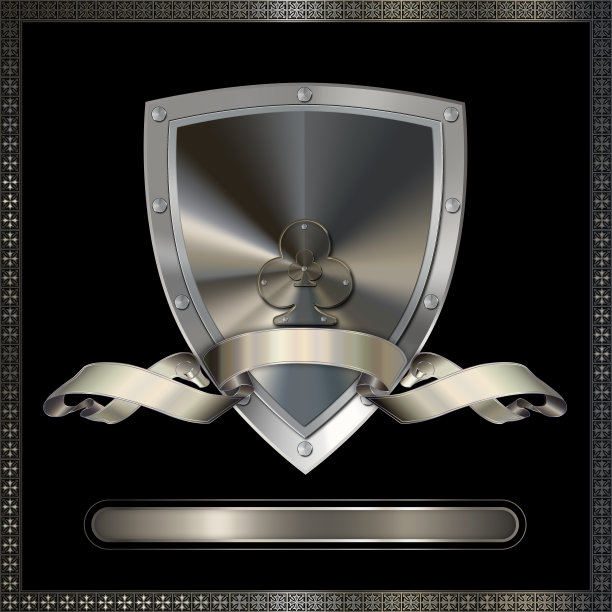 带银丝带的银盾。图片下载