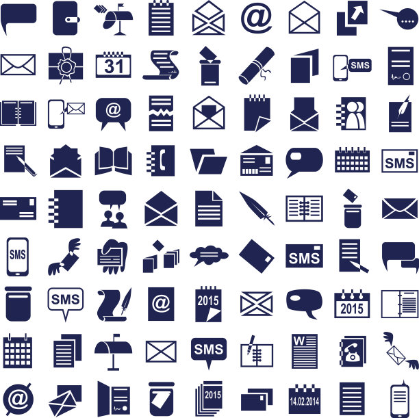 白色背景上的消息、信件图标图片下载