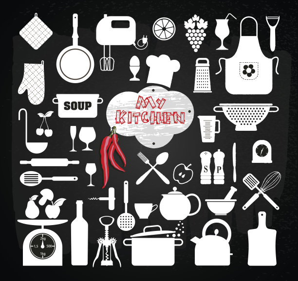 厨房抽象图标集图片下载