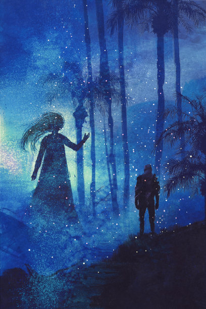 在黑暗的森林里，人与鬼的相遇图片下载