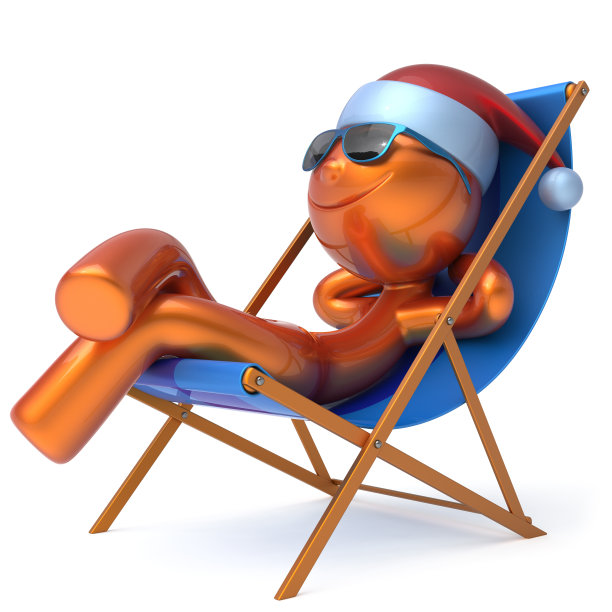 圣诞假期快乐男人性格海滩甲板椅子放松图片下载