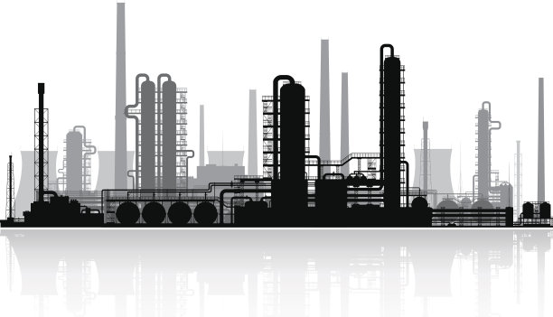炼油厂的轮廓。矢量插图。图片下载