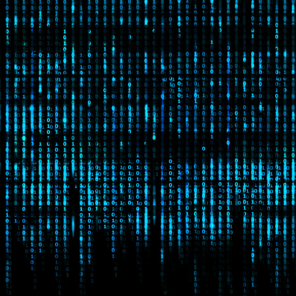 蓝色矩阵抽象-二进制代码屏幕背景图片下载