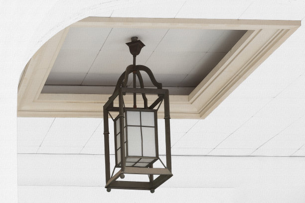 安装在天花板上的路灯。图片下载