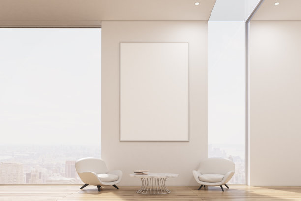 白色的办公室等候室，真皮扶手椅图片下载