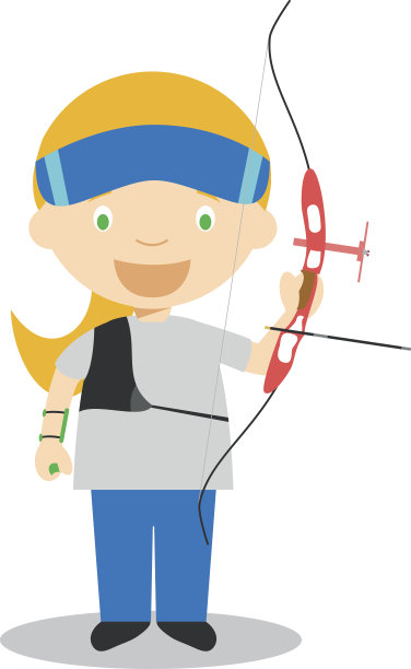 体育卡通矢量插图:射箭(女性)图片下载