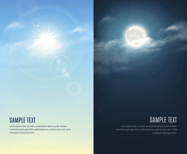 白天和夜晚的插图。天空背景图片下载