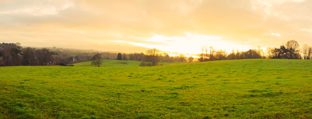 北爱尔兰乡村的全景，清晨日出图片下载
