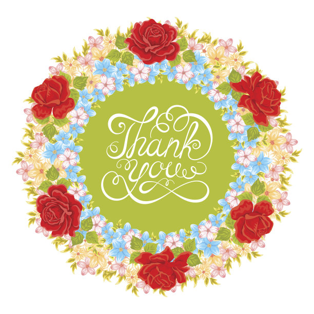 向量花花环。贺卡设计中的花卉元素图片下载