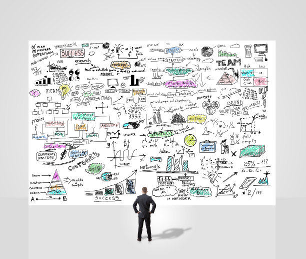 商人抬头看商业计划图片下载