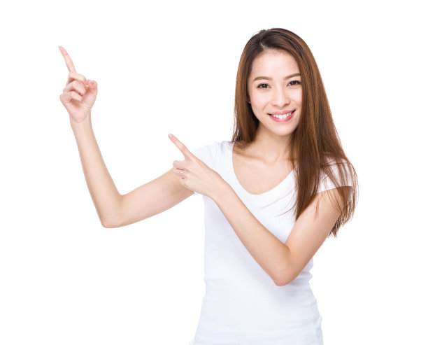 两个手指朝上的女人图片下载
