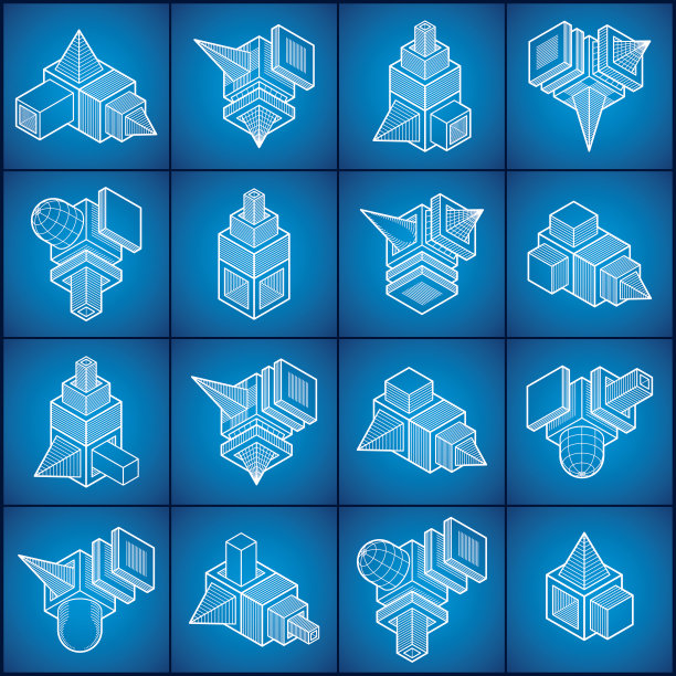 三维工程矢量，抽象图形集合。图片下载