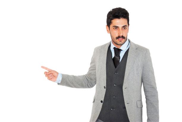 小胡子商人在做商业演示图片下载