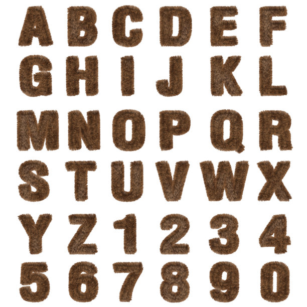 3d棕色毛皮字体风格图片下载